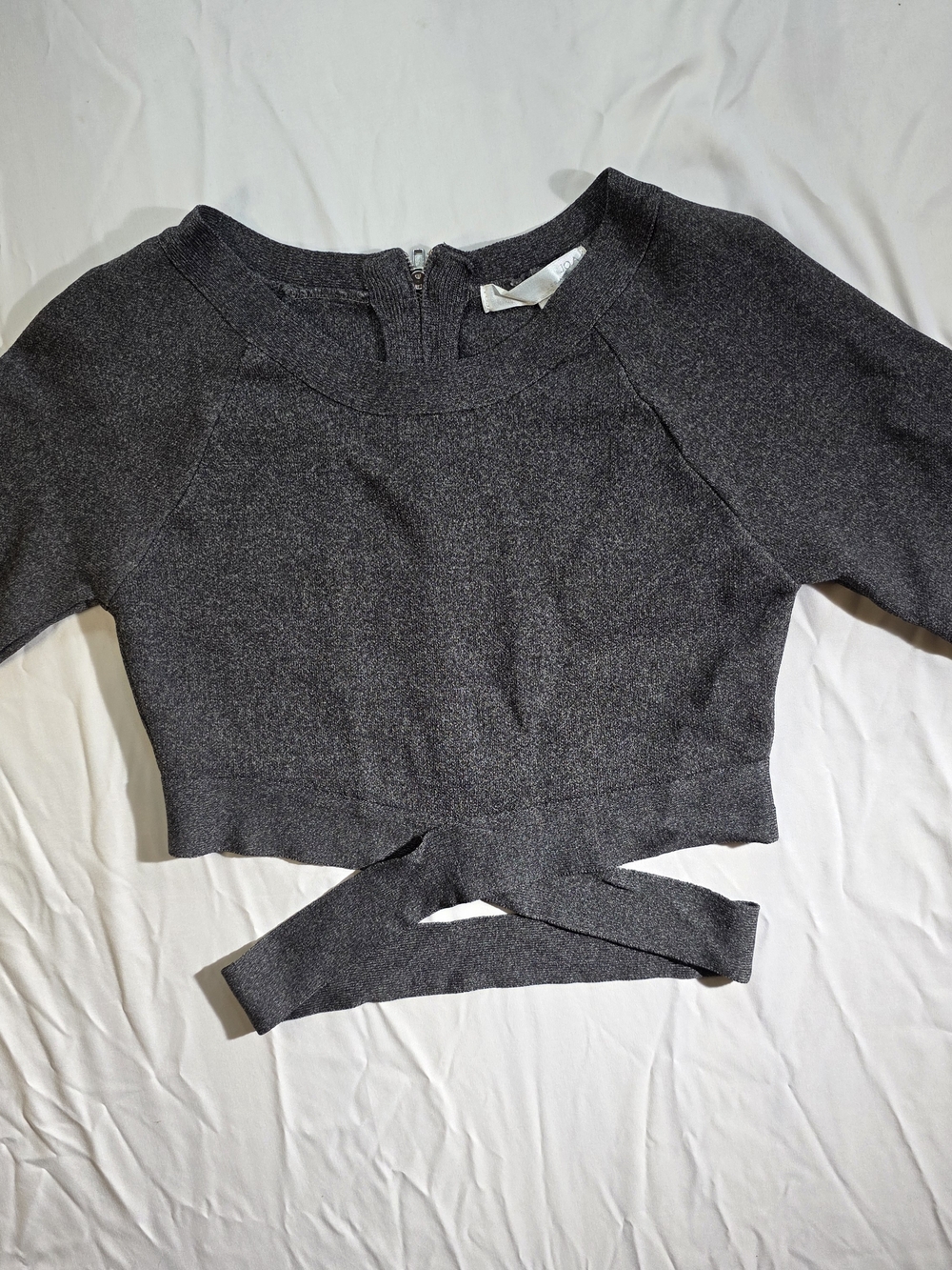 J.O.A. Strappy Criss-Cross Cropped Knit Sweater Top - Medium